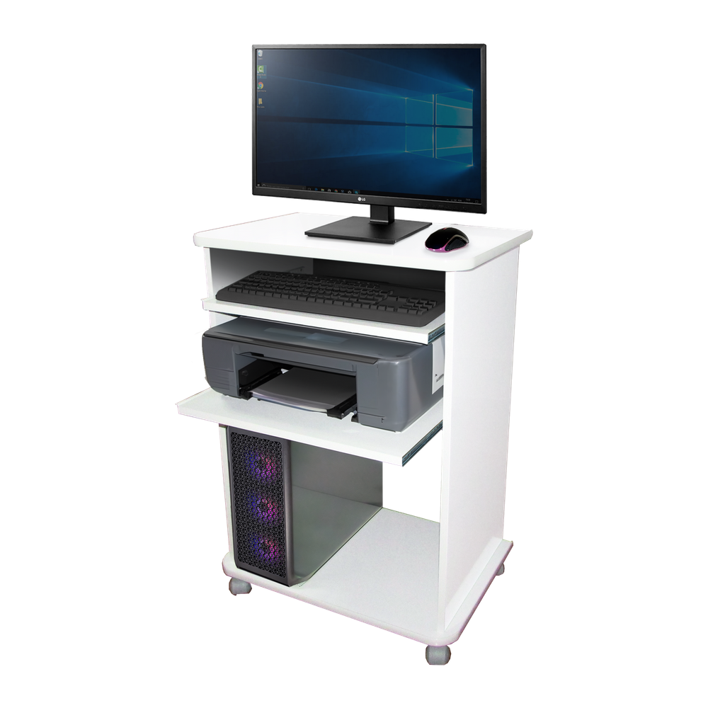 Mesa de Computador 58cm - Duas prateleiras (Com corrediças telescópicas) -LANÇAMENTO
