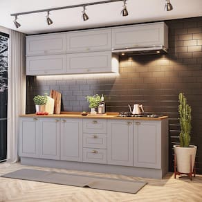 Cozinha Compacta Com Tampo 8 Peças Amy Casa 812 Cinza