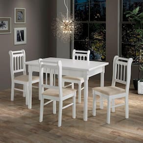 Conjunto Sala De Jantar Madeira Maciça 4 Cadeiras Mv Outlet Branco