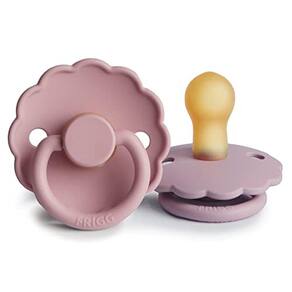 FRIGG Daisy l Rubber Baby Pacifier | Feito na Dinamarca | BPA-Free (Baby Pink/Soft Lilac, 0-6 Meses) 2-Pack