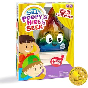 O QUE VOCÊ MEME? Silly Poopy`s Hide &amp; Seek - The Talking, Singing Rainbow Poop Toy to Encourage Active Play Kids