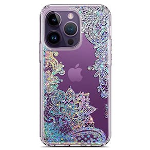 Coolwee Clear Glitter Compatível 14 Pro Max Case Militar Proteção contra Gotas Flor Slim Bonito Cristal Bling Renda Mulheres Meninas Floral Hard Back