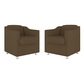 Kit 02 Cadeiras Poltronas Decorativas Recepção Clinica Suede Cor:marrom