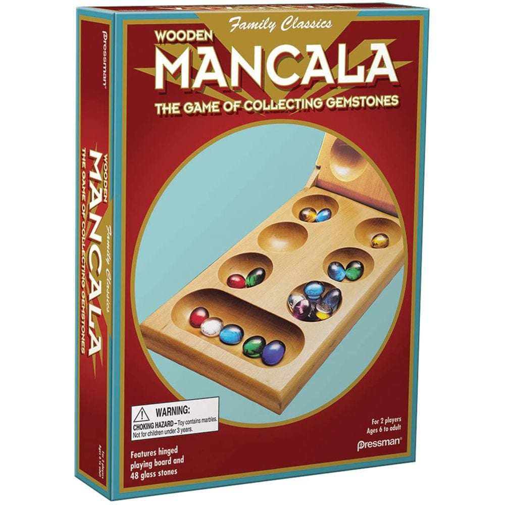Pressman Mancala - Conjunto dobrável de madeira real, com pedras multicoloridas por Pressman