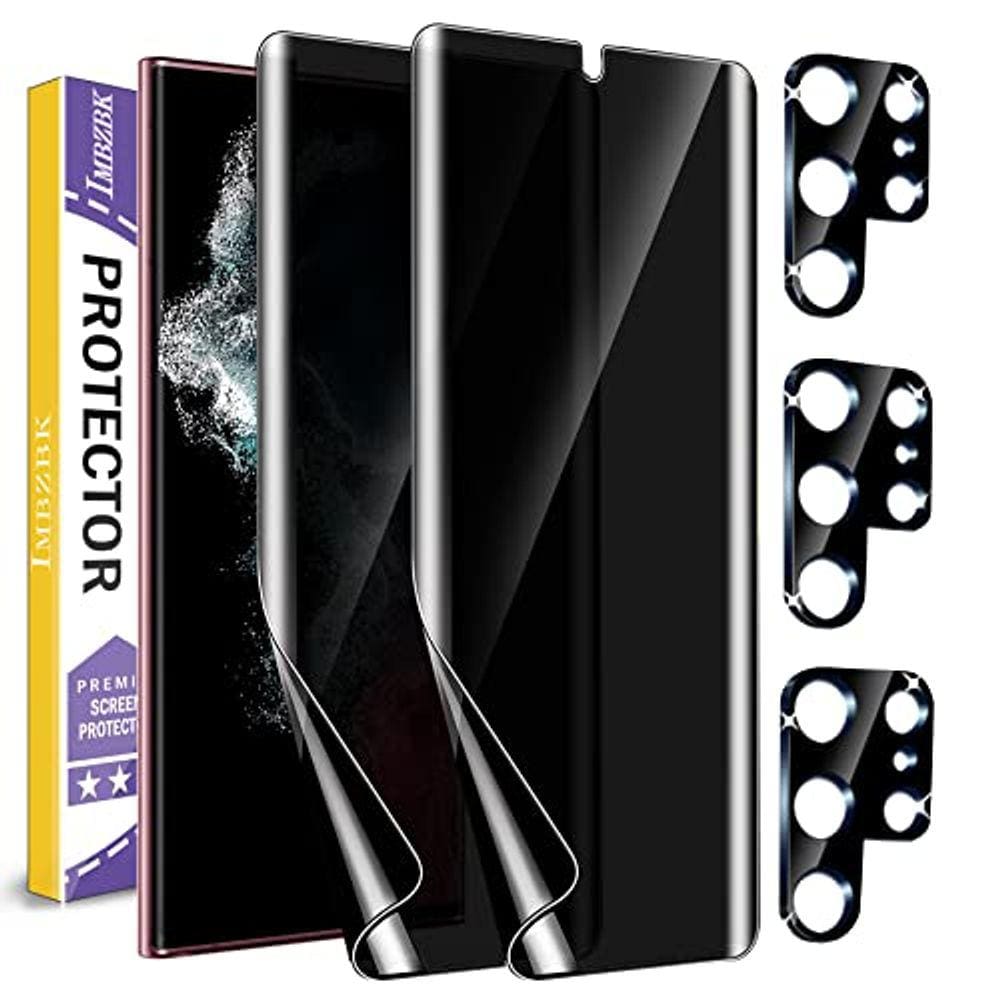IMBZBK [2 + 3 Pack] Protetor de tela de privacidade para Samsung Galaxy S22 Ultra 5G [Não vidro], 2 Pack Anti-Spy Filme TPU flexível com 3 Pack Temper