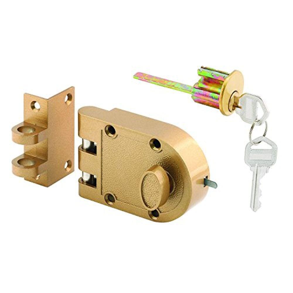 Produtos de linha prime U 9970 Prime-Line Single Cylinder Jimmy-Proof Deadlock, Die Cast, Brass Finish
