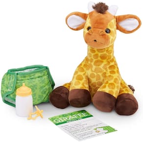 Melissa &amp; Doug 11 Polegadas Bebê Girafa Animal Recheado com Chupeta, Fralda, Mamadeira bebê