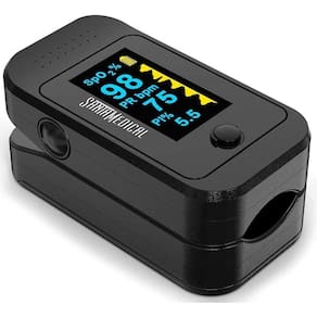 Oxímetro de pulso OLED com caixa, baterias e lanyard - Monitor de SpO2 de cor santamedical