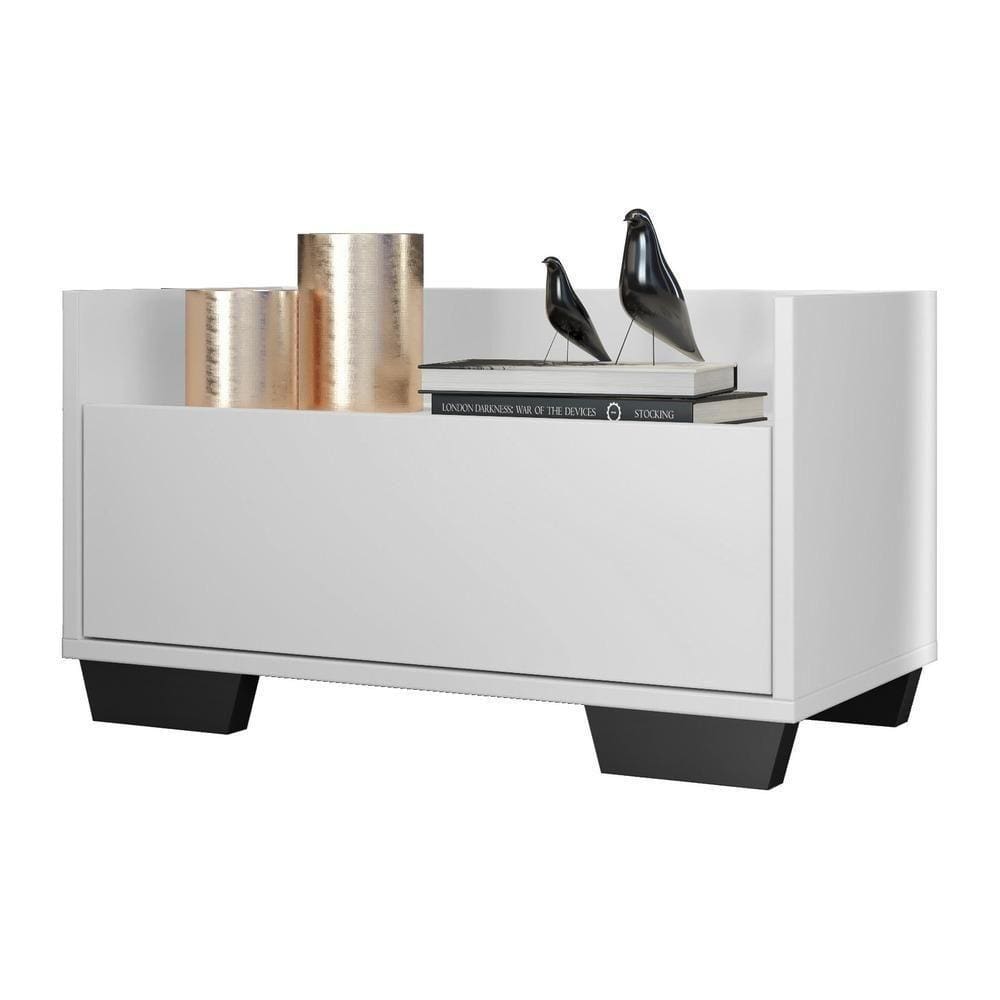 Mesa De Cabeceira 80Cm Multimóveis V4001 Branca/Preta Branco/Preto