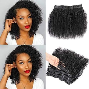 Extensões de cabelo crespo crespo para cabelo humano de mulheres negras, extensões de cabelo encaracolado de 10 polegadas Urbeauty grampo em cabelo hu
