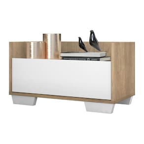 Mesa De Cabeceira 80Cm Multimóveis V4001 Rustic/Branca Rustic/Branco