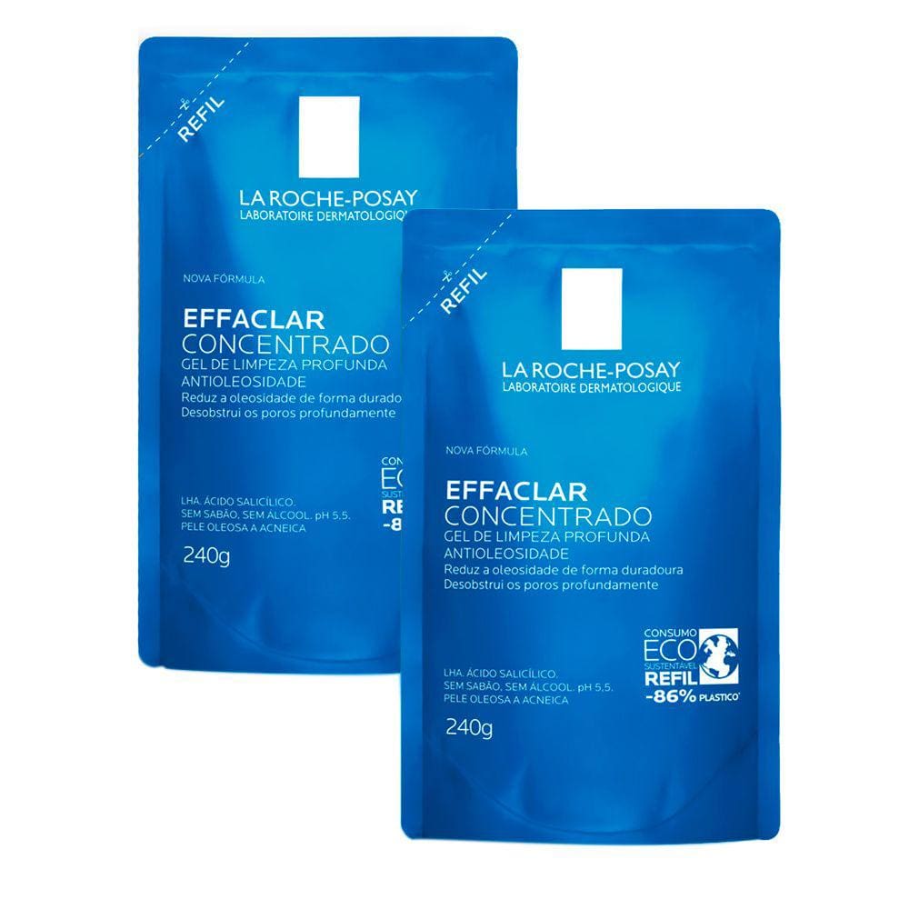 Kit 2 Gel de Limpeza Facial Effaclar Concentrado La Roche-Posay Refil 240g