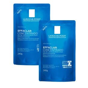 Kit 2 Gel de Limpeza Facial Effaclar Concentrado La Roche-Posay Refil 240g