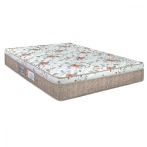 Colchao Queen Ortopedico EPS D45 158x198x25 Bege com Branco Floral Laranja Portobel