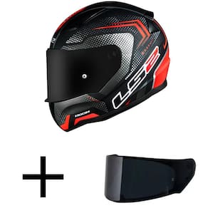 Capacete LS2 FF353 Rapid Doom Preto e Vermelho Fosco Mais Viseira Fumê