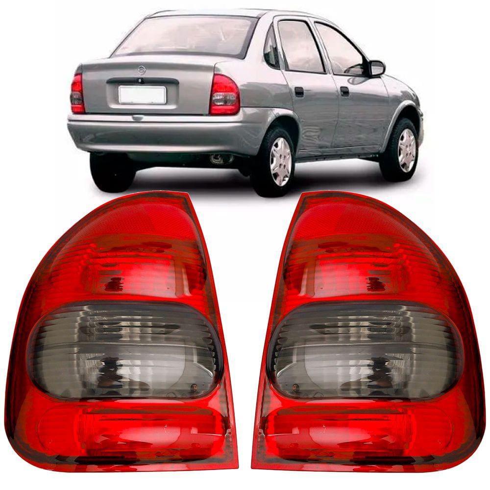 Par Lanterna Traseira Corsa Sedan e Classic 2000/2010 Fumê