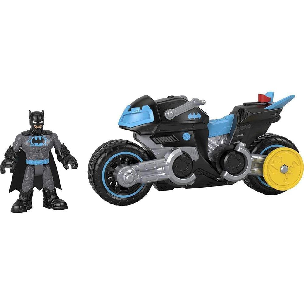 Fisher-Price Imaginext DC Super Friends Bat-Tech Batcycle, Push-Along Vehicle e Batman Figure for Preschool Kids Ages 3-8 Years