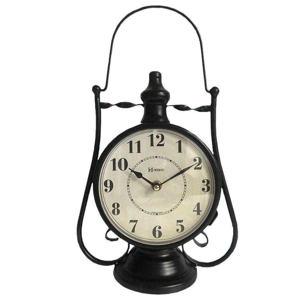 Relógio de Mesa Dupla Face Preto Herweg 6494