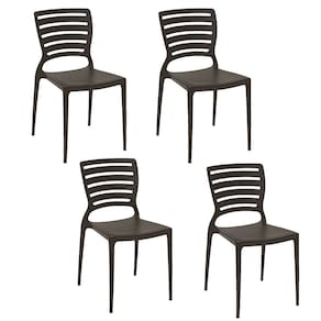 Conjunto 4 Cadeiras Tramontina Sofia Summa com Encosto Horizontal em Polipropileno Marrom