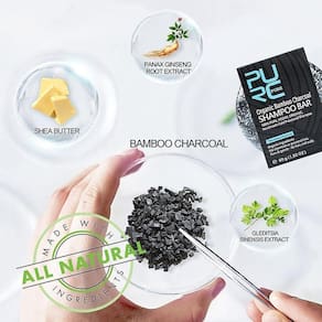 Barra de shampoo detox de carvão de bambu para cabelos brancos e grisalhos - atributos is