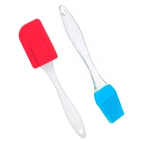 Espátula + Pincel De Silicone Cabo Acrílico Culinária 23cm