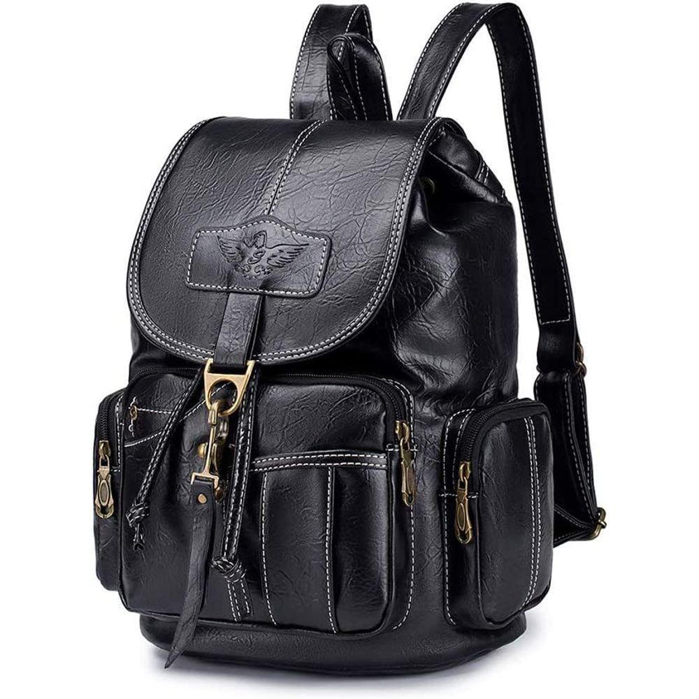 Mochila Vintage de Couro Sintético Resistente à Água para Estudantes e Viagens