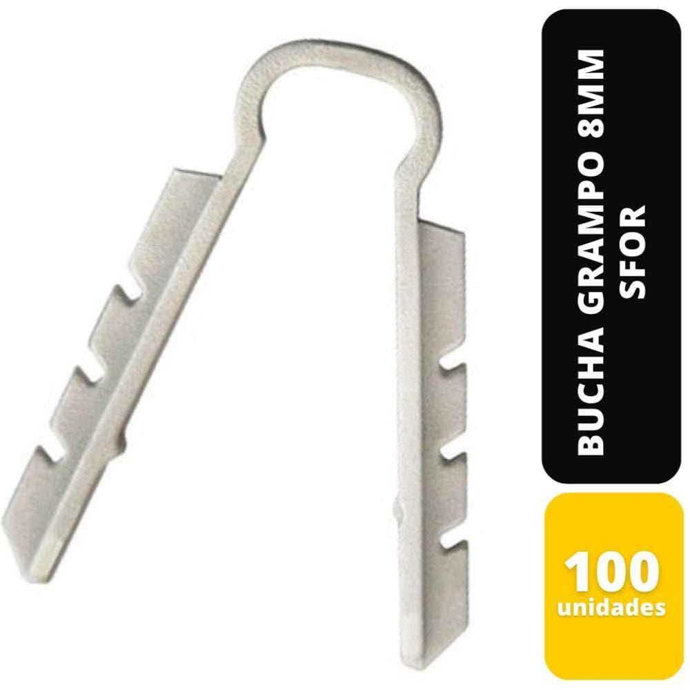 Kit C/100 Bucha Grampo 8Mm Sfor