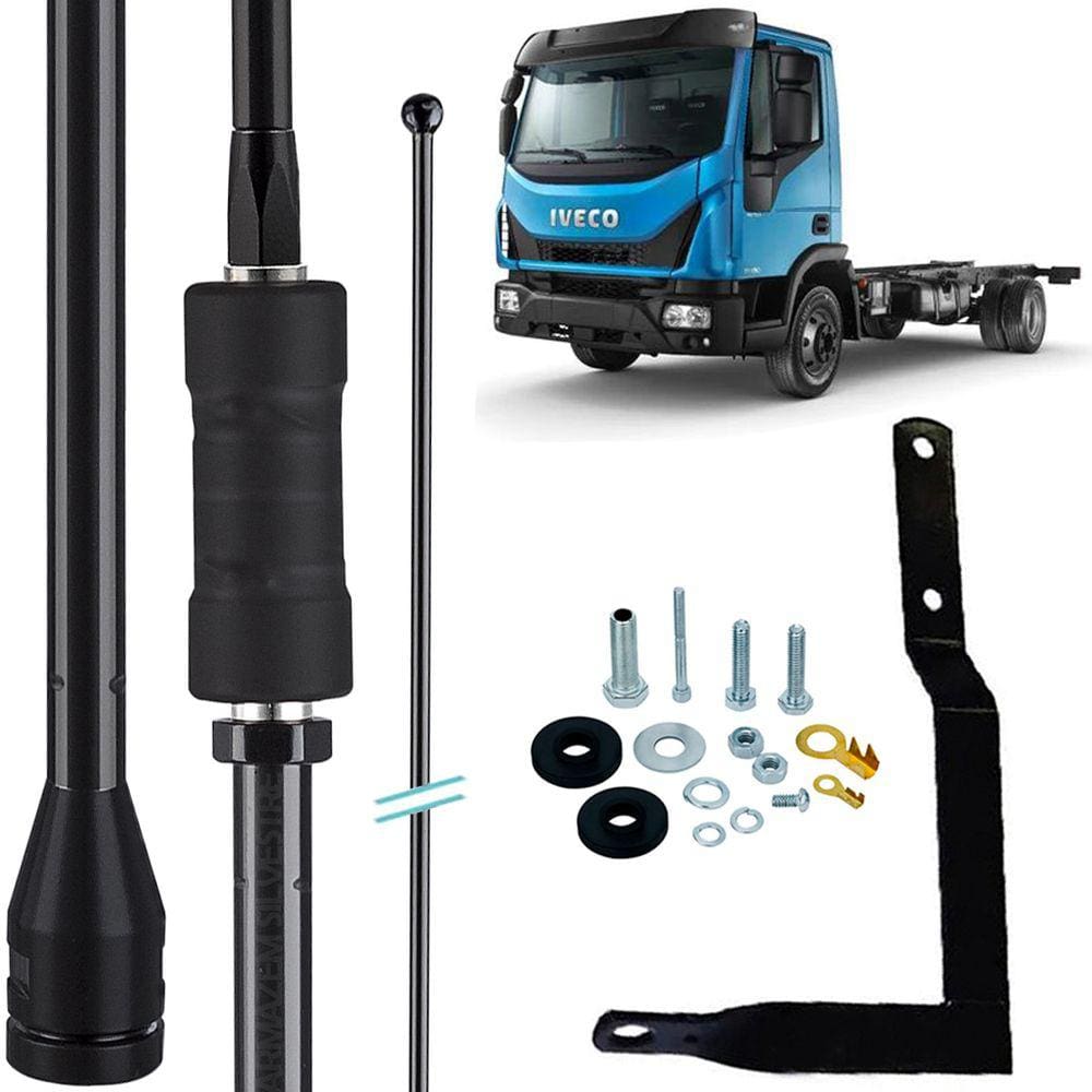 Antena Px Viúva Negra Mini Argentina 200w 1,08m Iveco Tector Stralis Carona Parafusos Fixação