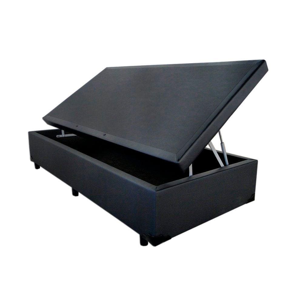 Base Box Baú Solteiro Sintético Preta - 39x88x188