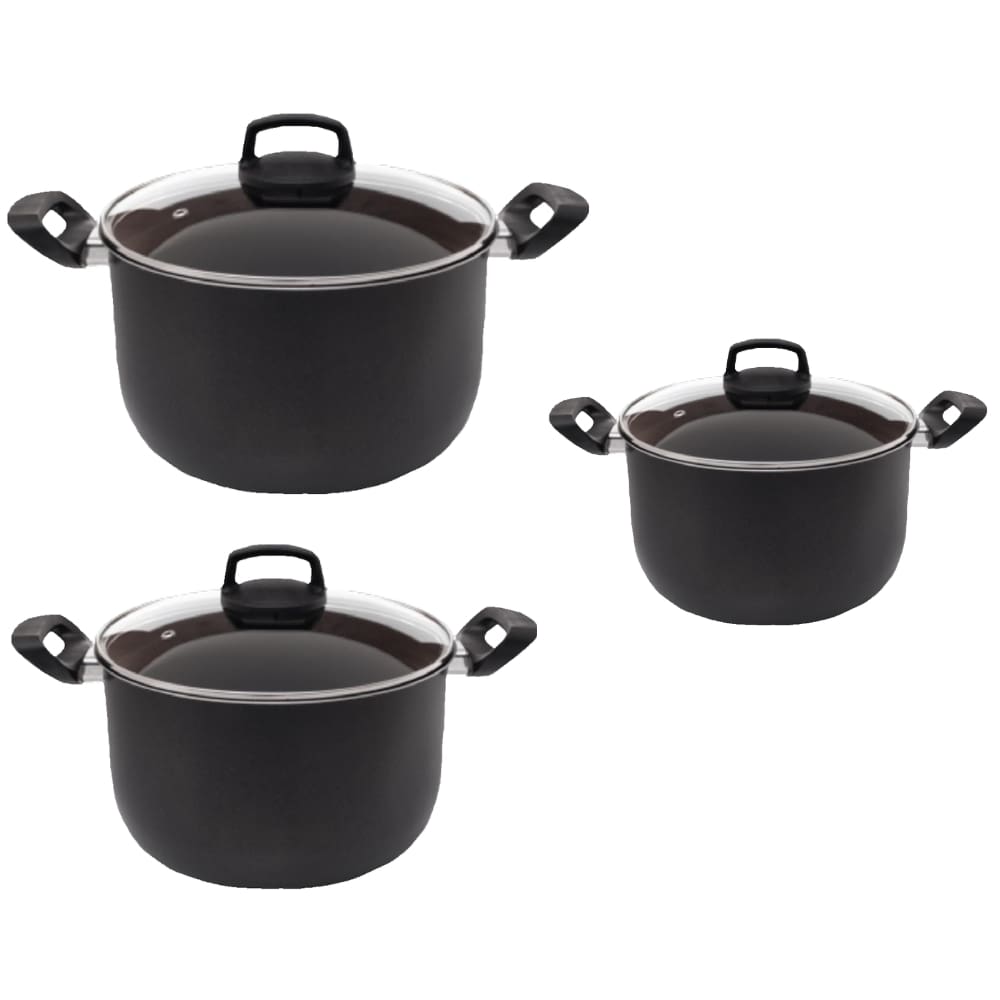 Kit 3 Caldeirões Antiaderente Nº 20, 22 E 24 Preto