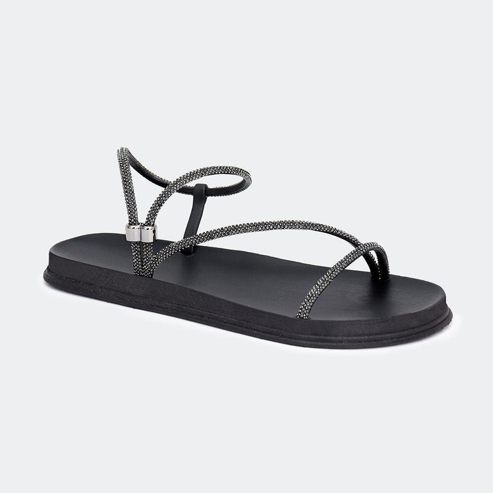 Sandália Papete Birken Rasteirinha Slide Brilho Strass Leve