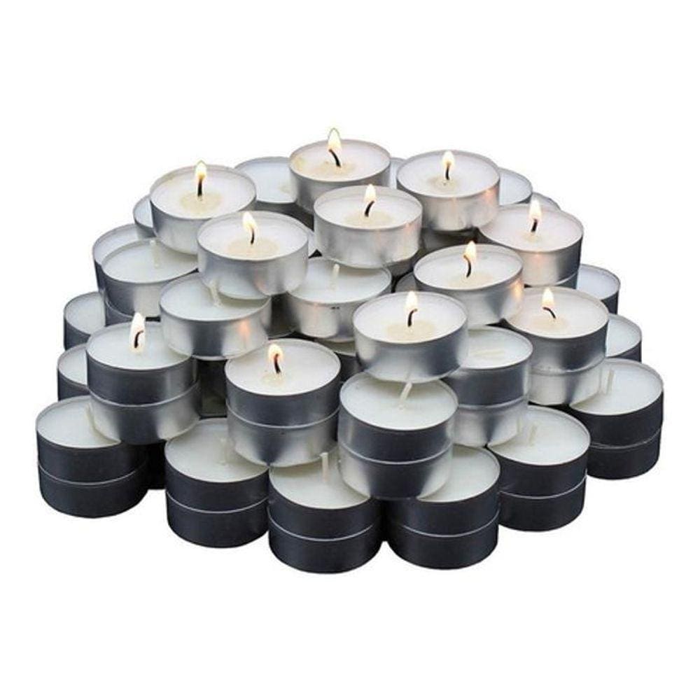 Saco Com 30 Velas Rechaud Brancas Com Suporte Em Alumínio