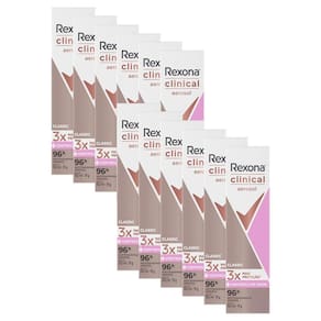 Kit com 12 Desodorantes Antitranspirantes Rexona Clinical Classic 150ml