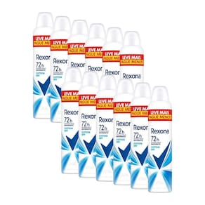Kit com 12 Desodorantes Antitranspirantes Aerosol Feminino Rexona Cotton Dry 72 horas 250ml