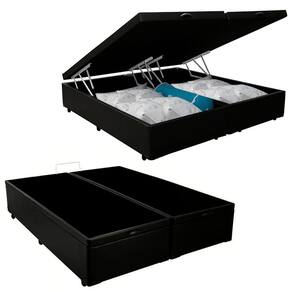 Cama Box Baú King Bipartido Sintético SerenePrime Preto 192x203x44