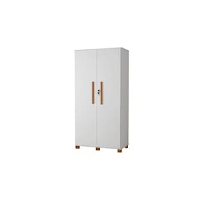 Multiuso Branco 2 Portas com Cabideiro Nicho e Prateleira MDF Pes de Madeira Com Chave