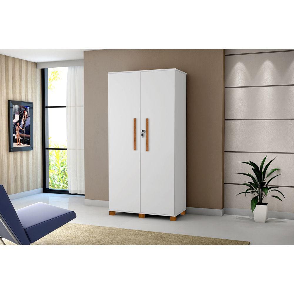 Sapateira 2 Portas Com Chave Para Quarto MDF Branco