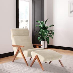 Poltrona com Puff Relax Estilo Retrô D33 Yescasa Bege