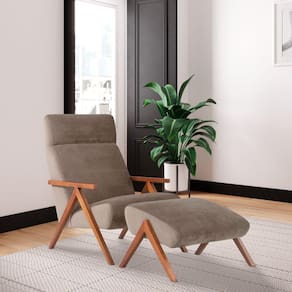 Poltrona com Puff Relax Estilo Retrô D33 Yescasa Capuccino