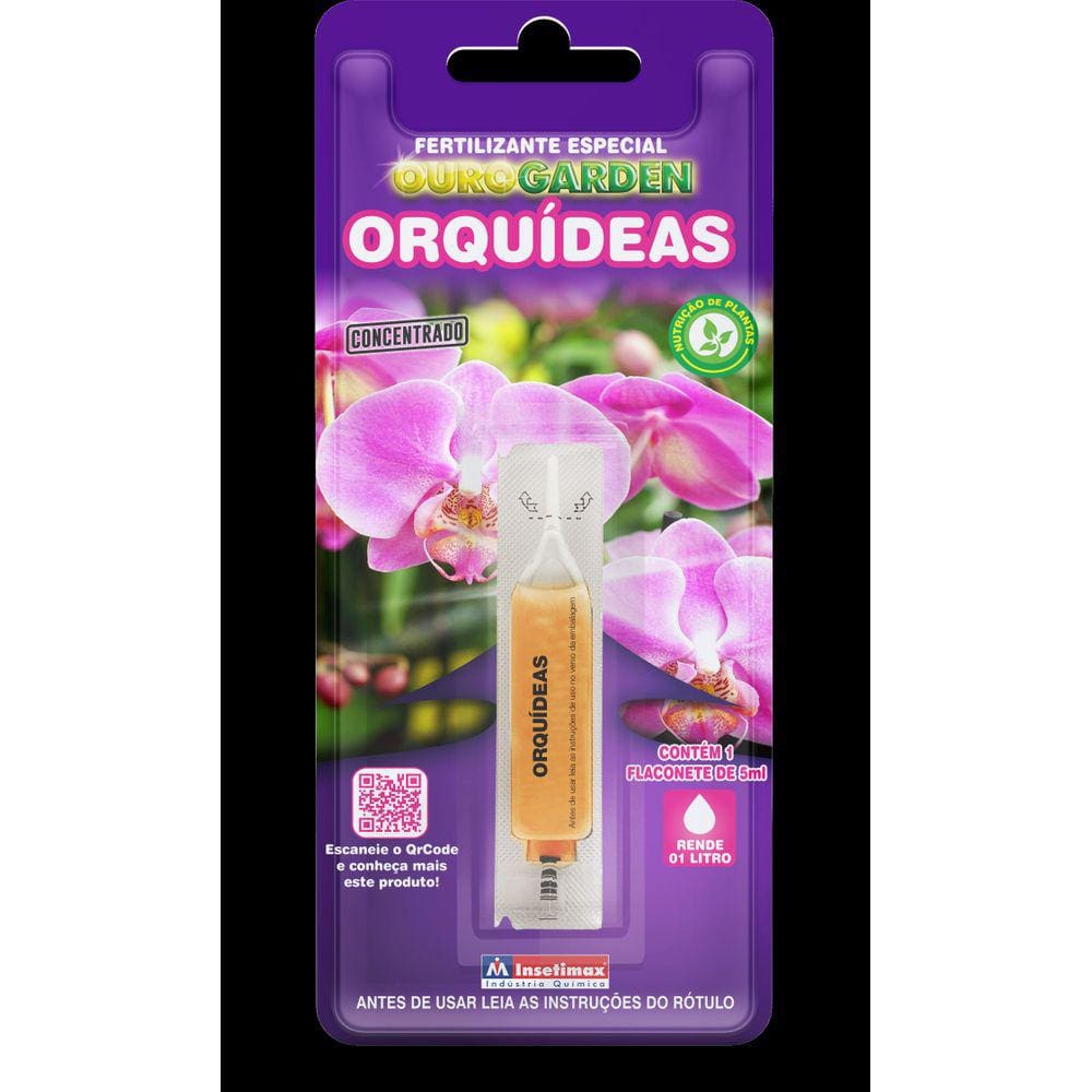 Fertilizante Foliar Orquideas 5 ml Concentrado Ouro Garden