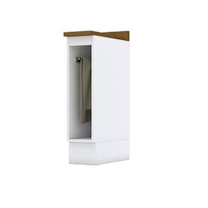 Balcão para Cozinha 20cm Porta Toalha com Tampo Emily Branco HP/Marrom