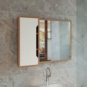 Espelheira Para Banheiro 80x60cm BN3645 Amêndoa/Branco
