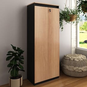 Armário Alto com 2 Portas Para Escritório ME4151 Amêndoa/Preto