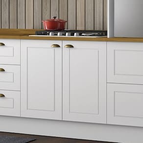 Balcão para Cozinha 2 Portas 80cm com Tampo Para Cooktop Emily Branco HP/Marrom