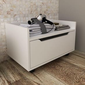Gabinete para Banheiro 60cm com 1 Gavetas Rodízio BN3647 Branco