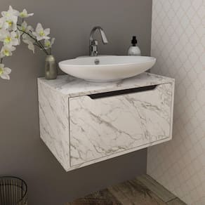 Gabinete para Banheiro com 1 Porta 60cm BN3646 Mármore Branco