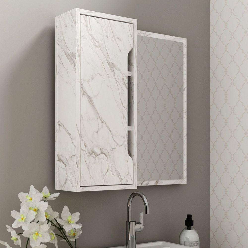 Espelheira Para Banheiro 60x60cm BN3648 Mármore Branco