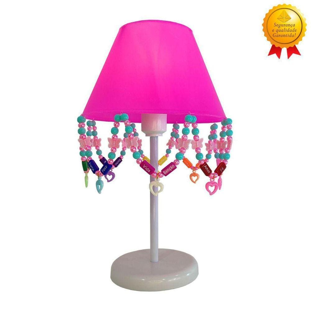 Abajur Infantil Luminária Decoração Bebê Menina Rosa Moderno