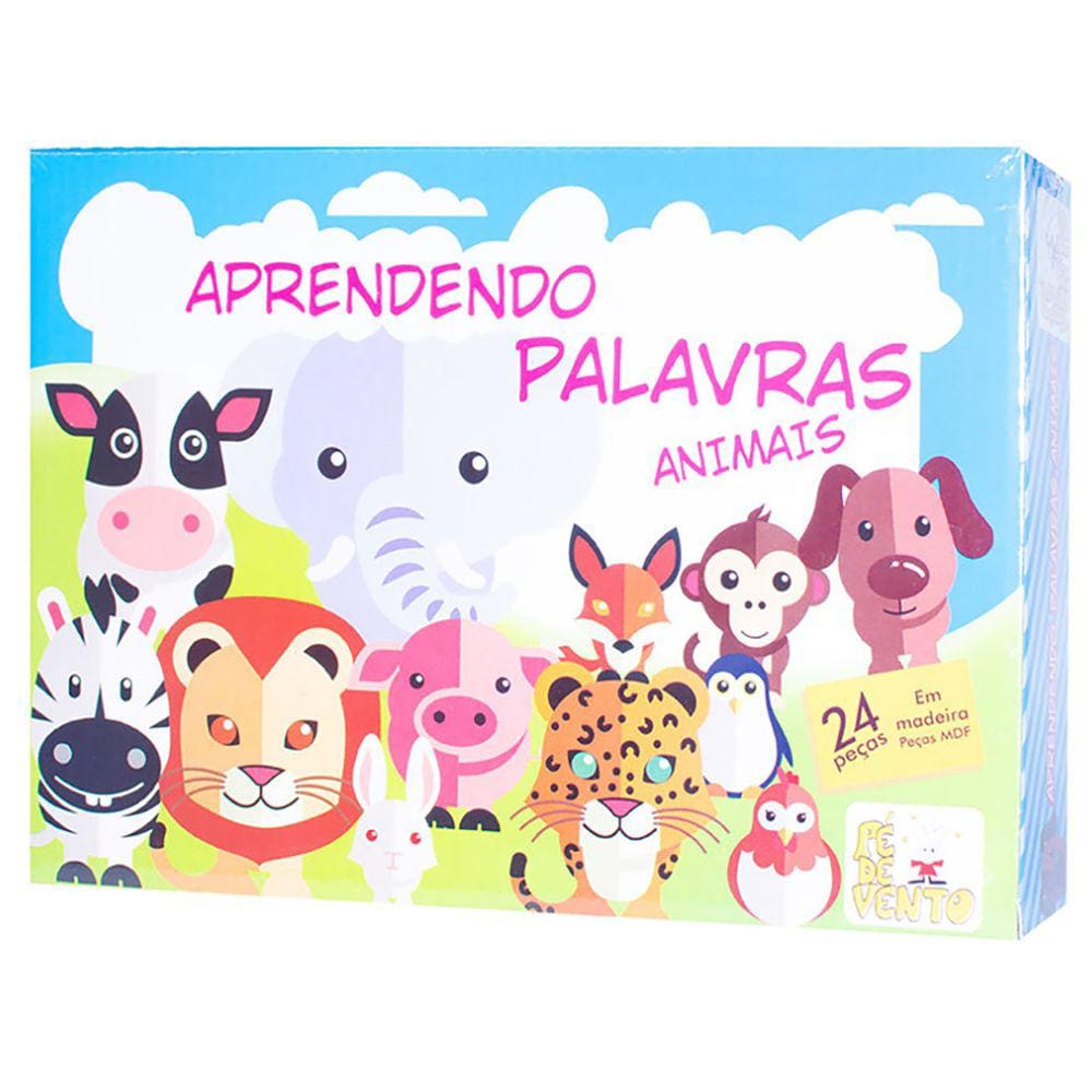 Jogo Aprendendo Palavras Animais 24 Peças Infantil Didático