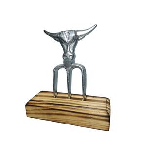 Garfo Para Carne Churrasco Boi Tridente Com Suporte